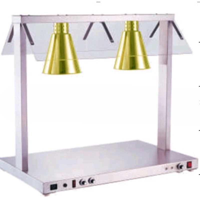 Infrared stainless steel double-headed food insulation lamp, heated barbecue buffet insulation display lamp