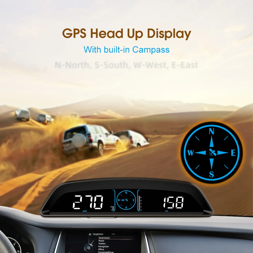 Hud Car Head Up Display GPS Speedometer Gadgets For Boat Motorcycle Car Accessories Digital Panel Speedometer Altimeter Compass