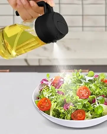 500ML 2-in-1 Dual-Use Kunststoff-Olivenölsprüher und -Spender, Sprüh- und Gießflasche, Essig-Sprühflasche für Heißluftfritteuse, BBQ, Salat, Küchenwerkzeuge – Detail 8