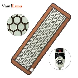 Natural Jade Gemstone Massage Cushion Far Infrared Heating Mattress Genuine Jade Emerald Negative Ions Thermal Physiotherapy Bed