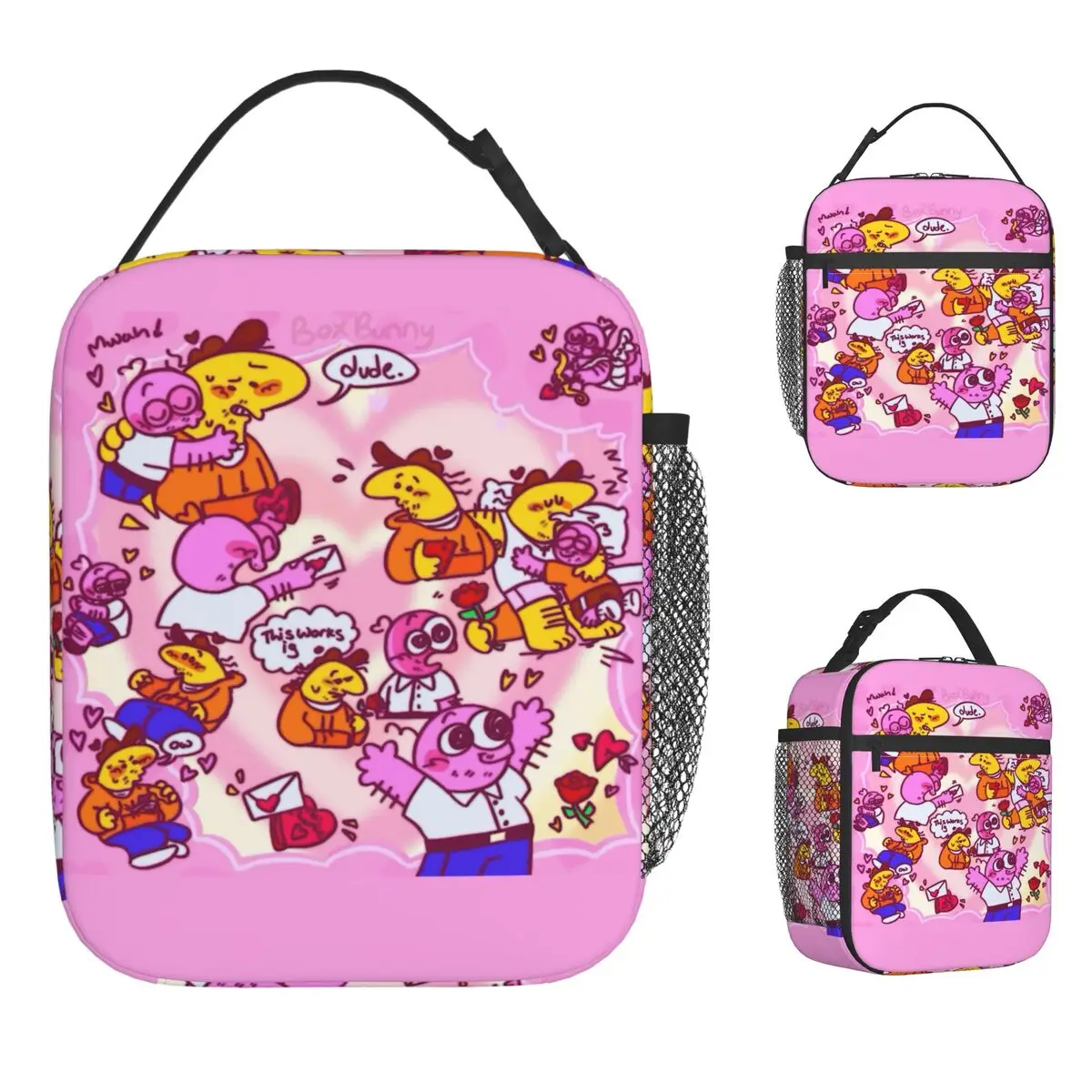 Cartoon S-Lächelnde Freunde Mittagessen Tasche Retro Lunch Box Picknick Tragbare Thermische Tote Handtaschen Für Kind Wasserdichte Druck Kühltasche