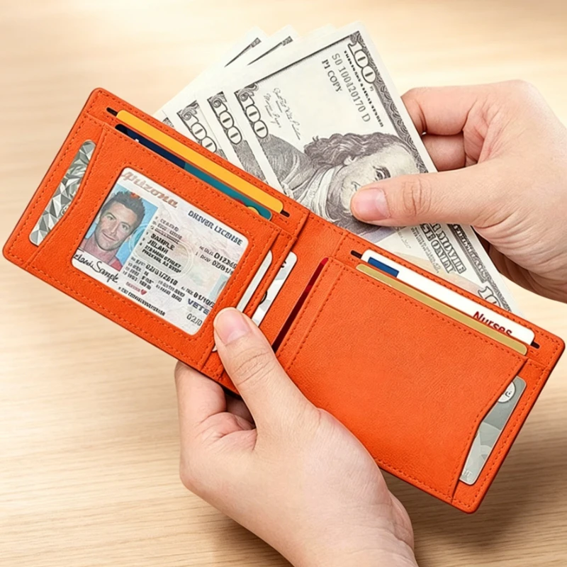 Mens RFID Blocking Air Tag Wallet Carbon Fiber Pattern Business Bifold Credit Card Holder Slim Money Bag Bank Cardholder for Men