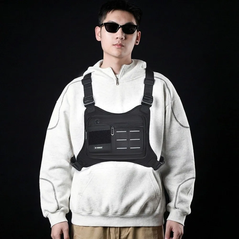 Outdoor Nylon Sport Vest Backpack Lightweight Streetwear Chest Bag Storage Pocket Hip-hop Chest Rig Bag Hiking Camping
