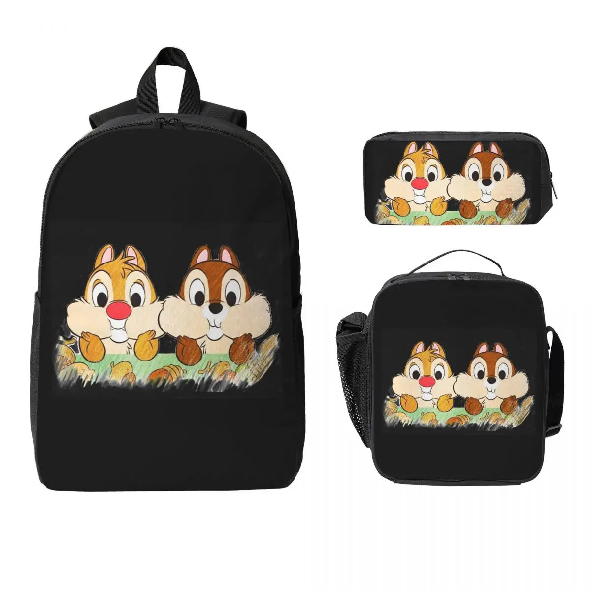 

Рюкзак Chip 'N' Dale Park Life, студенческий рюкзак для мальчиков и девочек, школьная сумка, компьютерные сумки на плечо, 3 шт., изолированная сумка для обеда, пенал