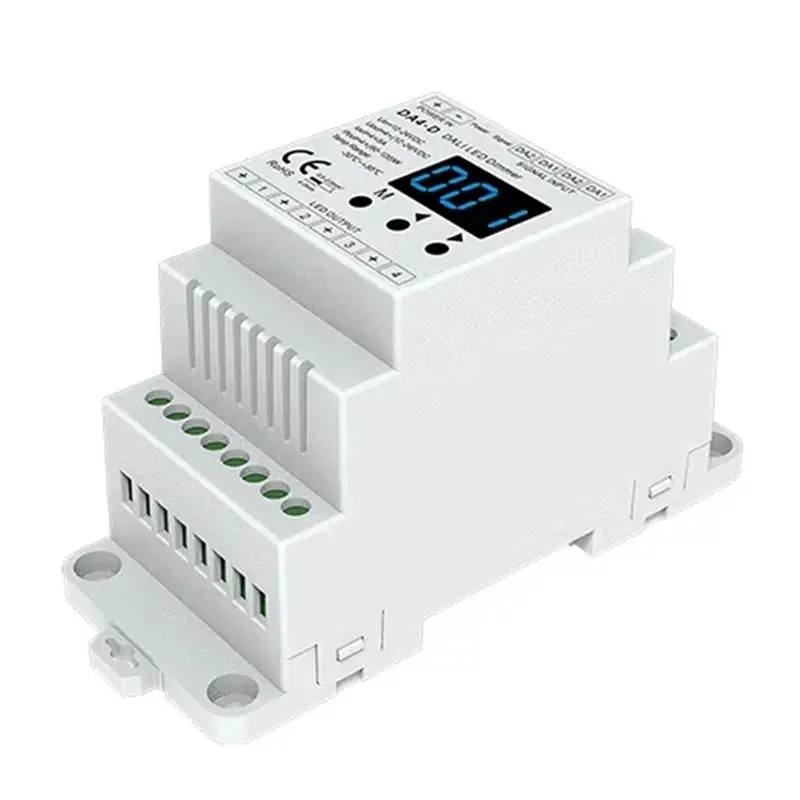 FFYY-12-24VDC CV Dimmer DA4-D (Din Rail)(DT6) 4Chx5a PMW Dimming 4 X (60-120)W Driver For Single Color RGBW Tape Strip Light