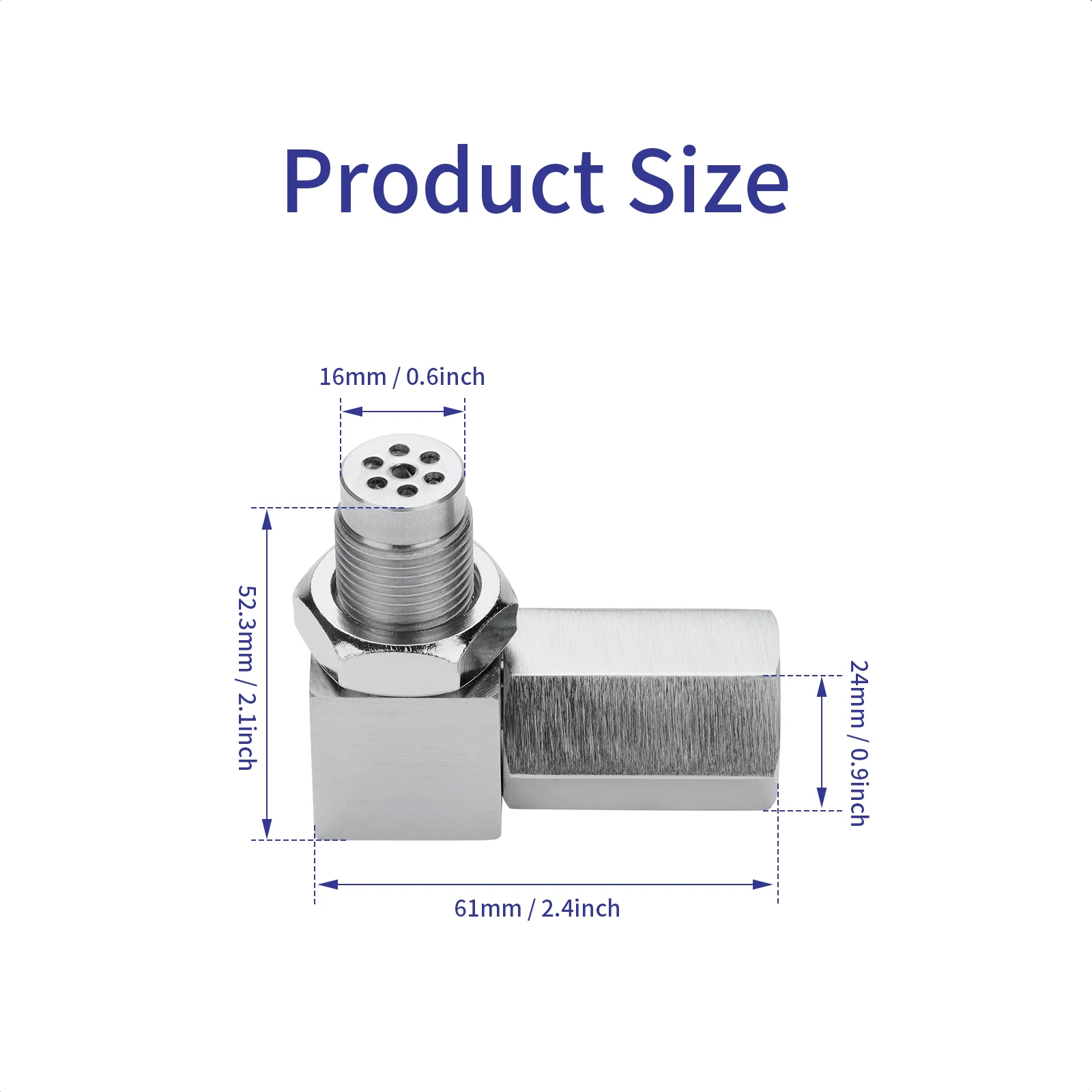 Exhaust Catalyst Rear Oxygen Sensor Spacer 90 Degree Mini Catalyst Lambda O2 Adapter CEL Fix, M18*1.5 Universal