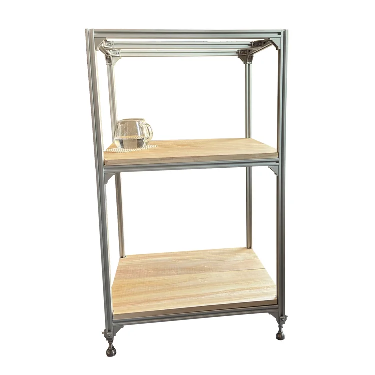 

China Custom Metal Alloy Bracket Profile Shelf Frame T-Slot Aluminium Profile Wheels Merchandise Racking Shelves