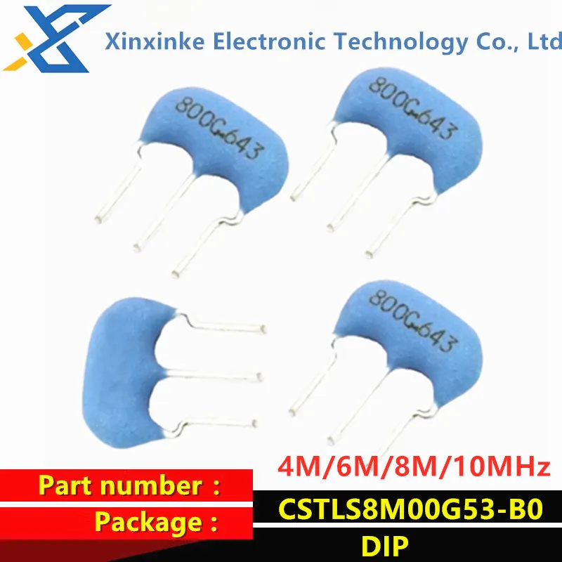 50PCS Ceramic Crystal Oscillator CSTLS8M00G53-B0 4M 6M 8M 10MHz DIP Ceramic Oscillator (Order Note: 4/6/8/10 MHz)
