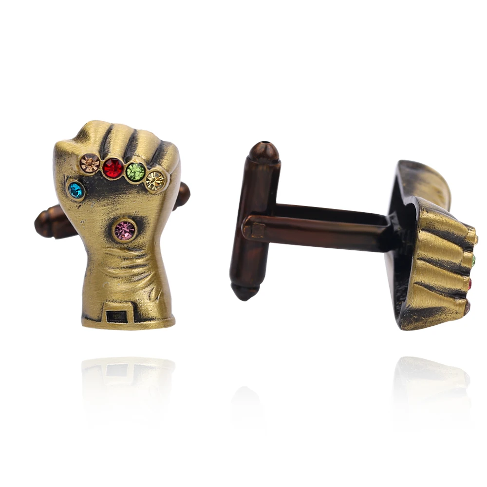 Marvel Thanos Infinity Gauntlet Cufflinks For Mens Shirt Cufflinks Fashion Vintage Jewelry Accessories