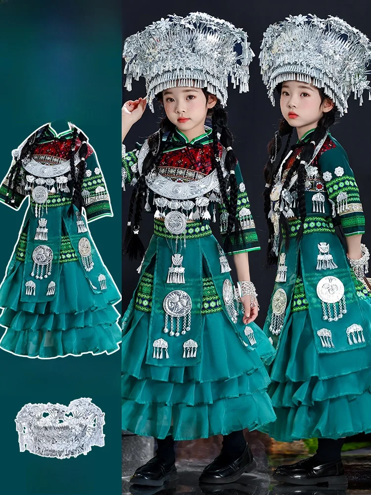 

Новый детский национальный костюм: этническая футболка для девочек в стиле Хани, праздничная футболка, этническая одежда в стиле Гуанси Чжуанфу