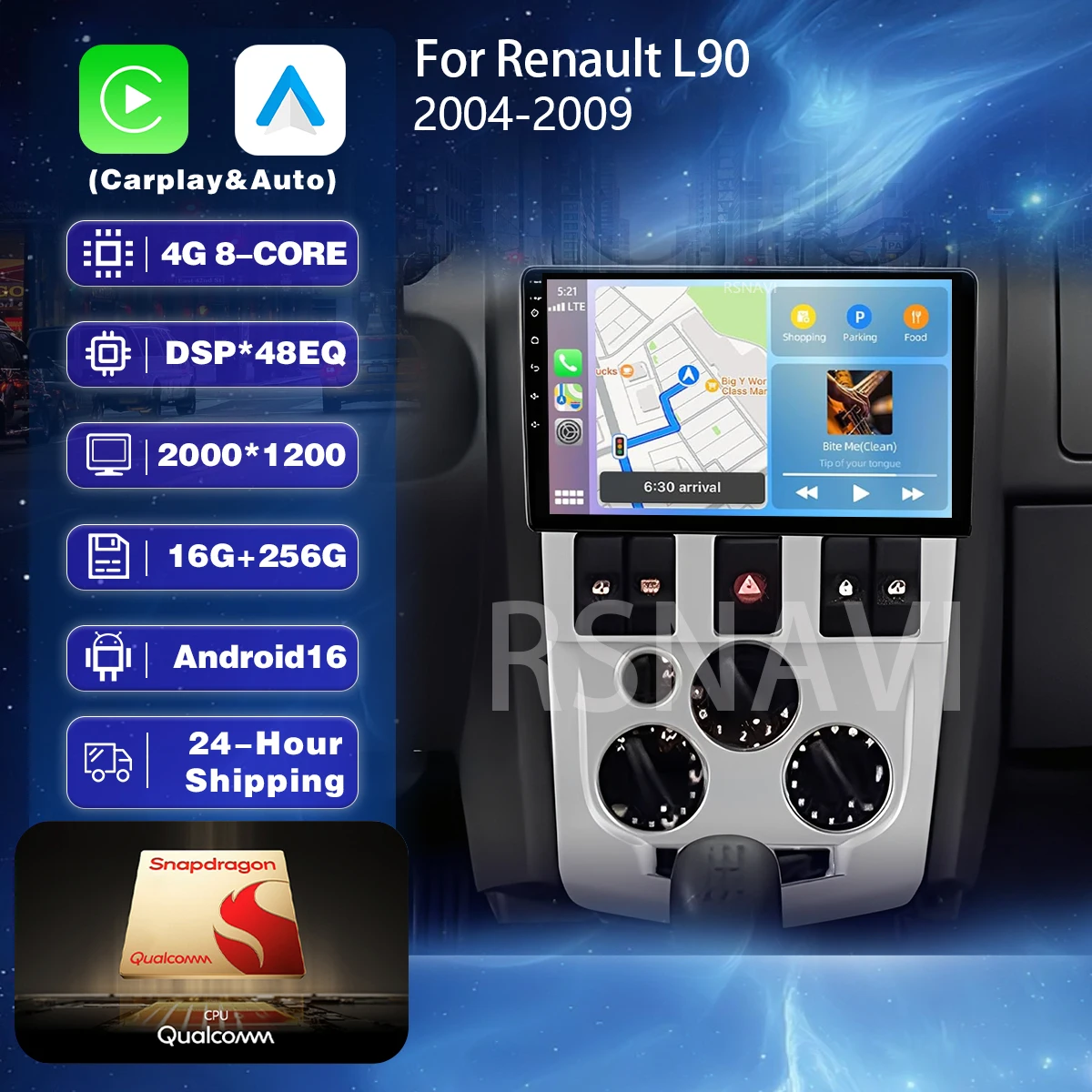 Reproductor Android 16 Plug and Play para Renault Logan 1 2004 - 2009, Carplay Auto, Pantalla 2K, Radio para Auto, BT Multimedia, Autoestéreo BT