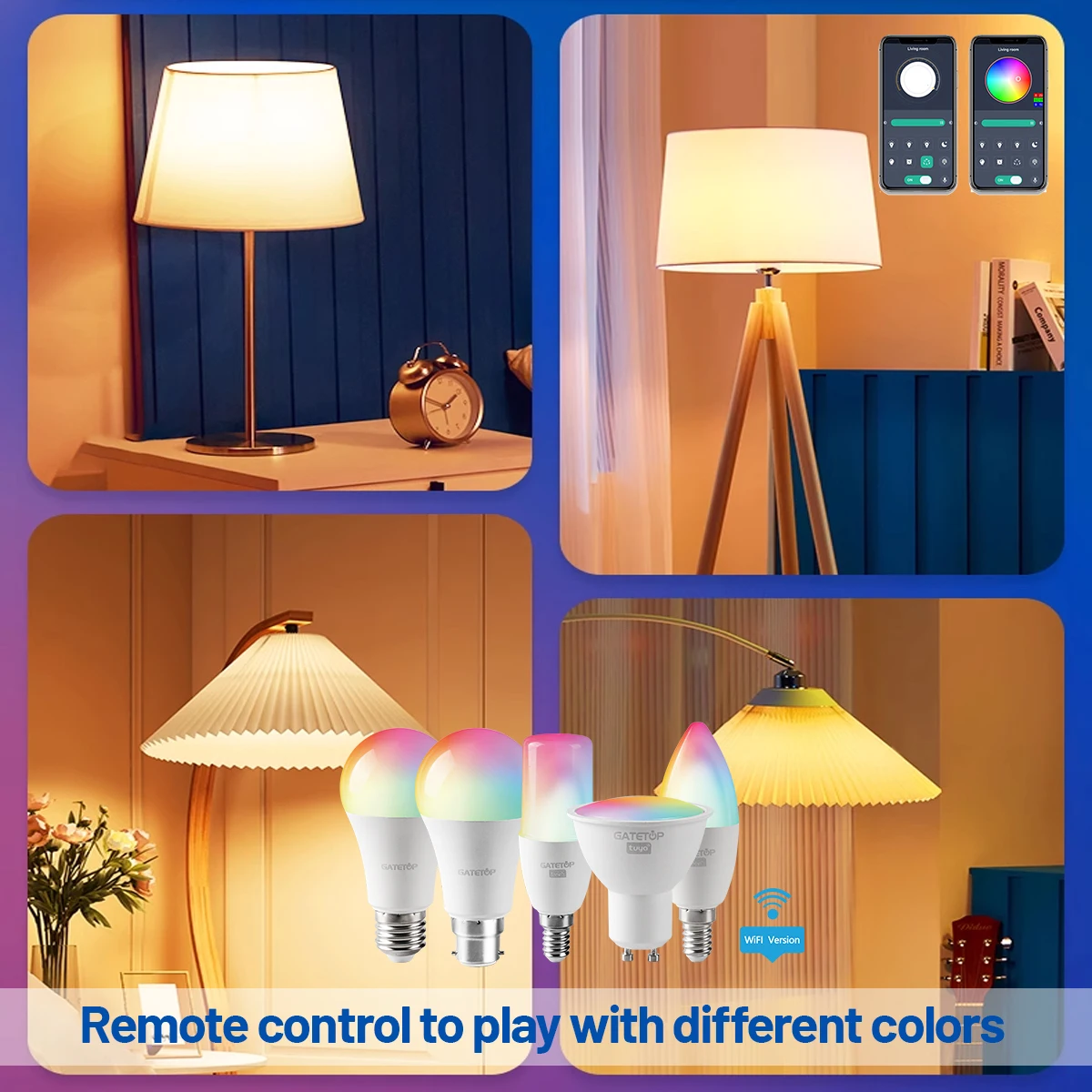 

Dimmable Tuya Rgb Smart Bulb Gu10 C37 A60 T37 E14 E27 B22 Light Wifi Led Magic Lamp AC85V-265V Work With Alexa Google Home