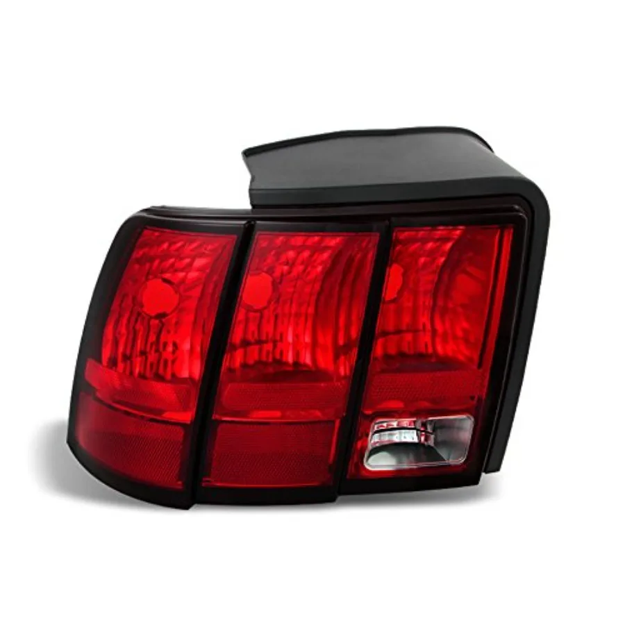 

For 1999-2004 Mustang Rear Replacement Tail Light - Driver Side Only Black Durable Polycarbonate Enhanced Visibility with LED