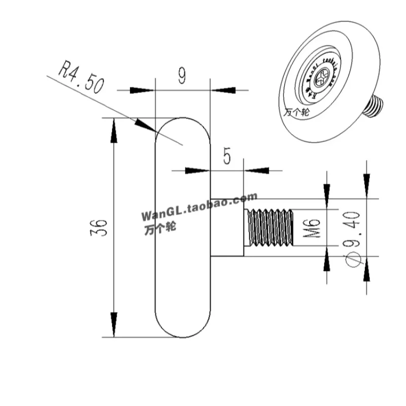 

1 шт. 626zz обернутый пластиковым подшипником, нейлоновый шкив с помпоном, поликсиметиленовый мебельный ролик, направляющее колесо, направляющее колесо 6x36x9 мм