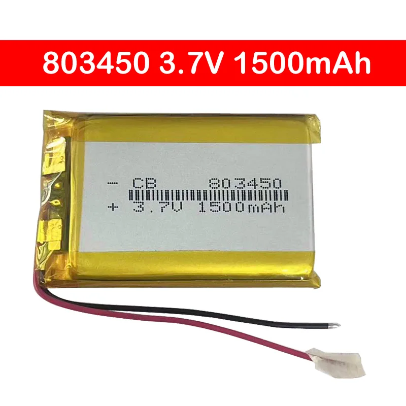 803450 3.7V 1500mAh Lithium Polymer Rechargeable Battery For Bluetooth Speaker Heating Shoes Tachograph GPS Universal Batteries