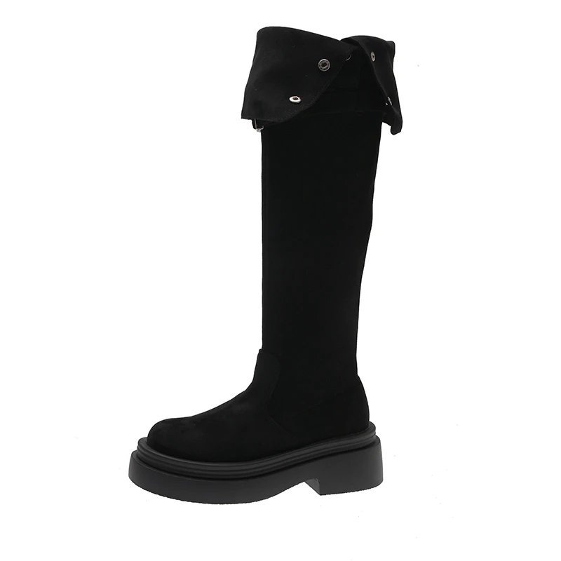 2026 2026 Autumn Winter Fashion New Solid Color Round Toe Thick Bottom Low Heel Over The Knee Comfortable Women's Boots Size 35-40 - Aliexpress Deal