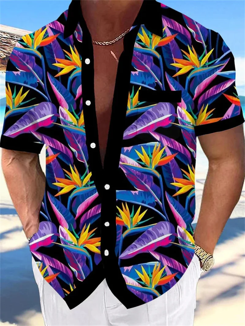 Hawaiian men's shirt 3D Paisley pattern short sleeved shirt casual button up men's top summer short sleeved shirt