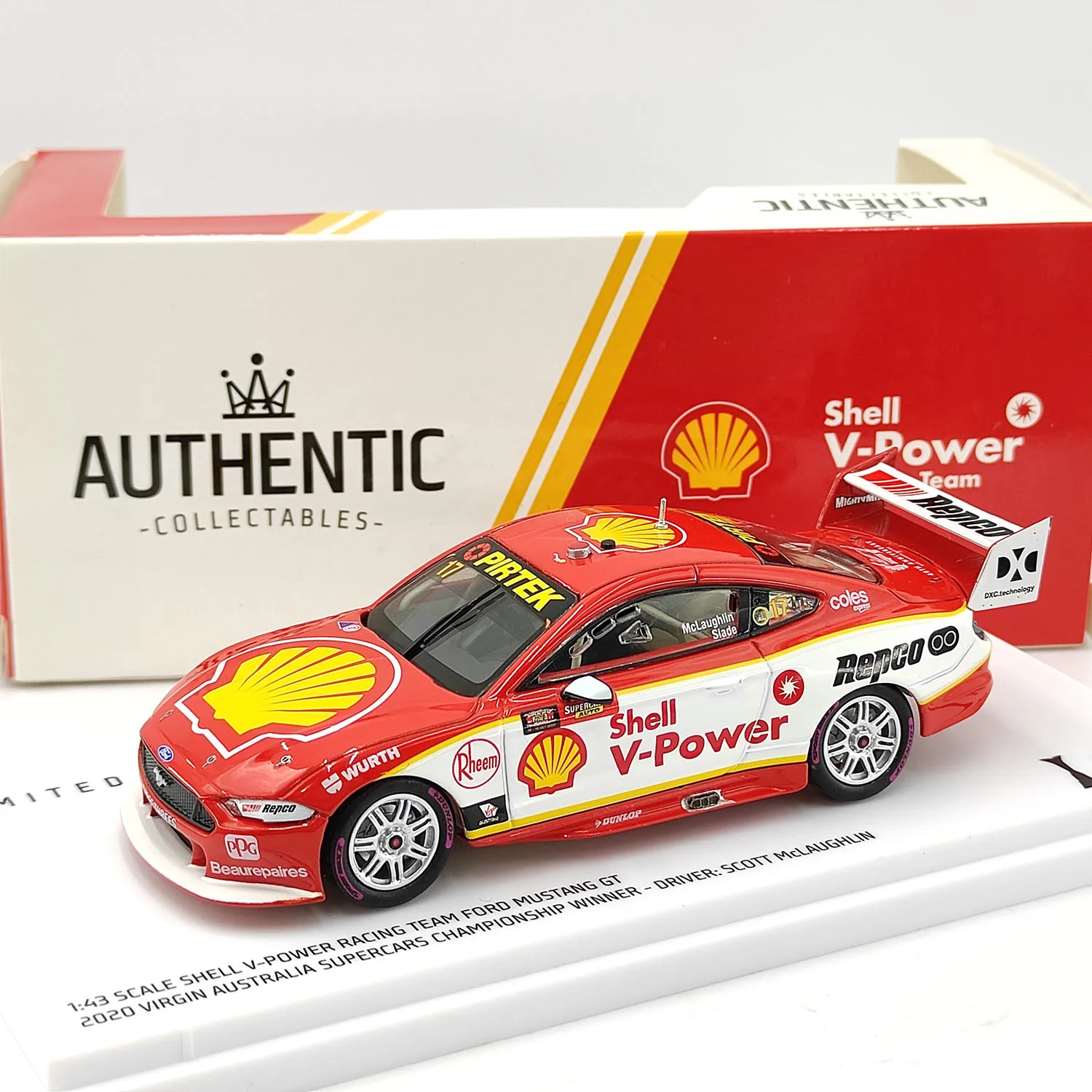 

Diecast AUTHENTIC 1:43 Scale Ford Mustang GT 2020 Australian Power Race Alloy Car Model Collectible Toy Gift Souvenir Display