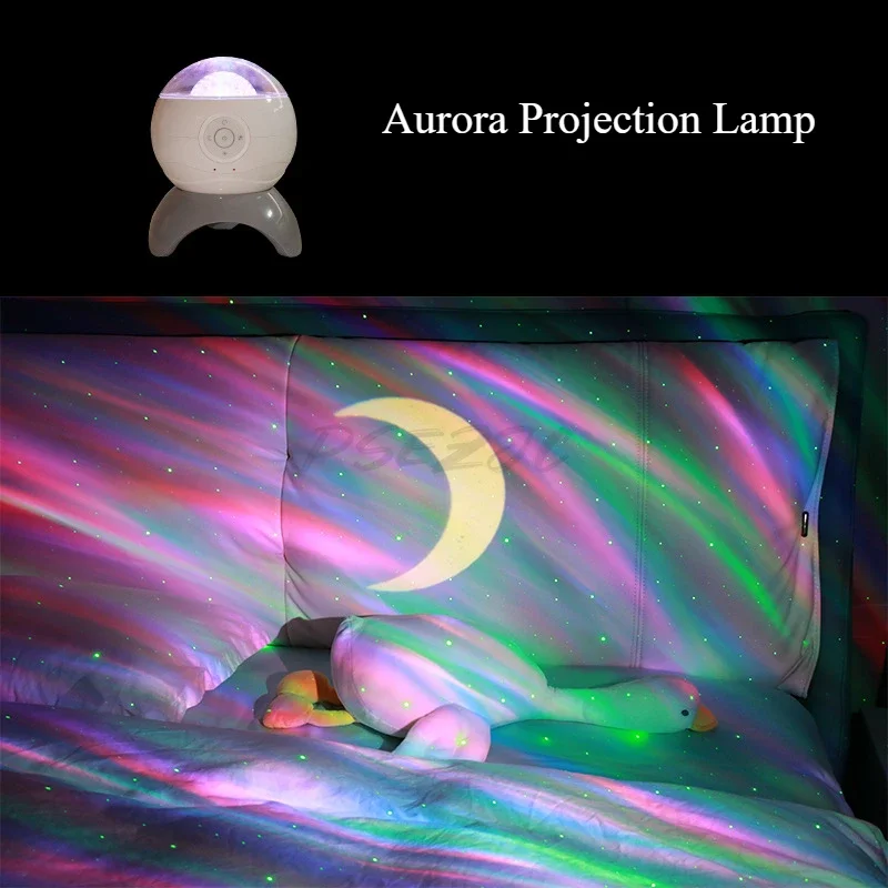 LED Moon Projection Starry Sky Atmosphere Light Intelligent Voice Bluetooth Speaker Home Aurora Colorful USB