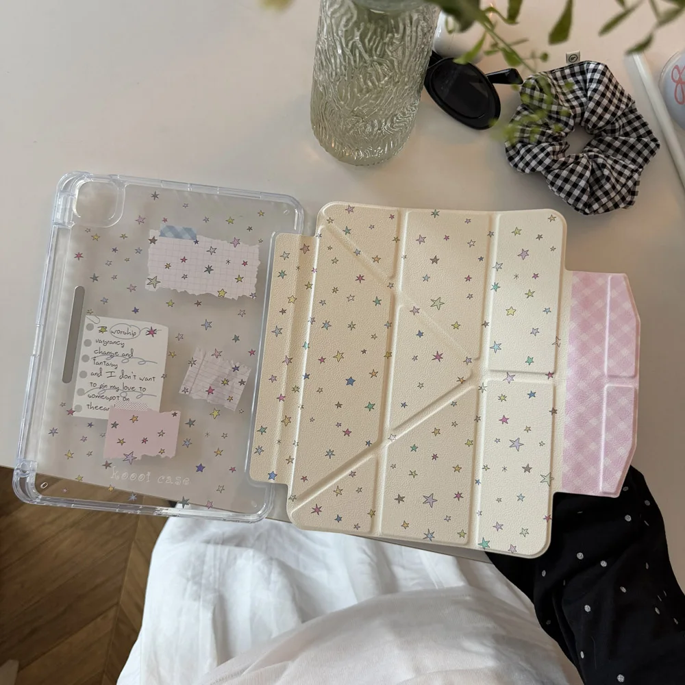 Colorful Stars Note Case For iPad Air 11 13 Case iPad 7 8 9 10 11 A16 Cover iPad Pro 4 5 10.9 12.9inch M2 M3 M4 Pencil Holder