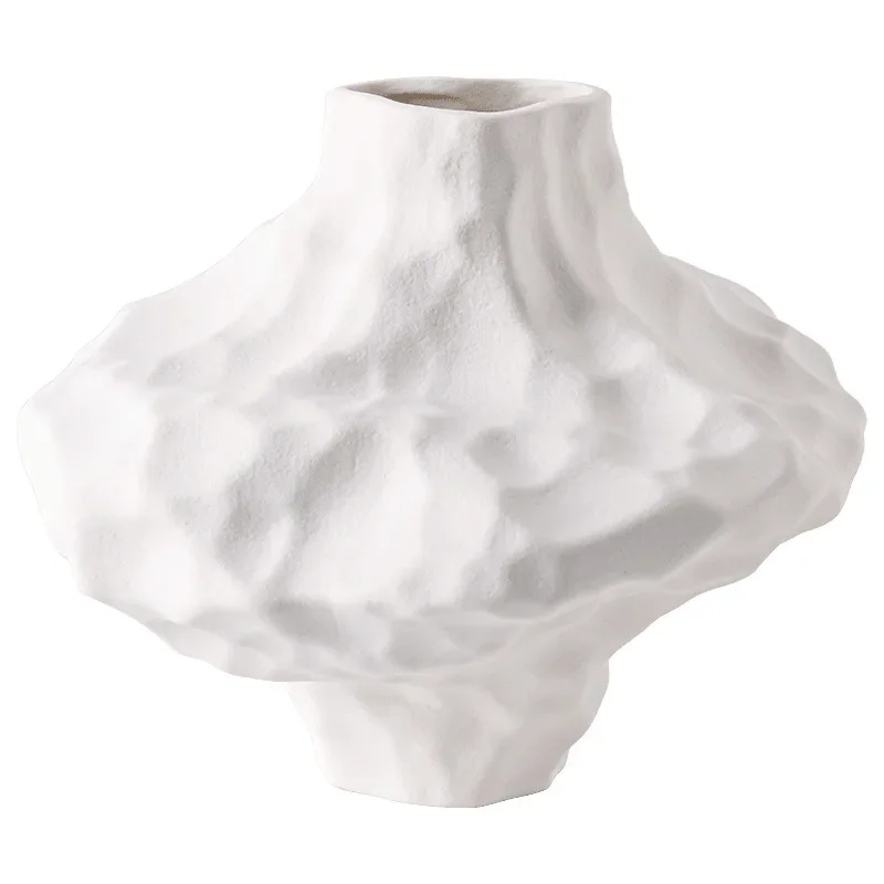 Ceramic Vase Stone Pattern Section Geometry Rockery Flower Vase Floral Arrangement Accessories Home Decoration Terrarium