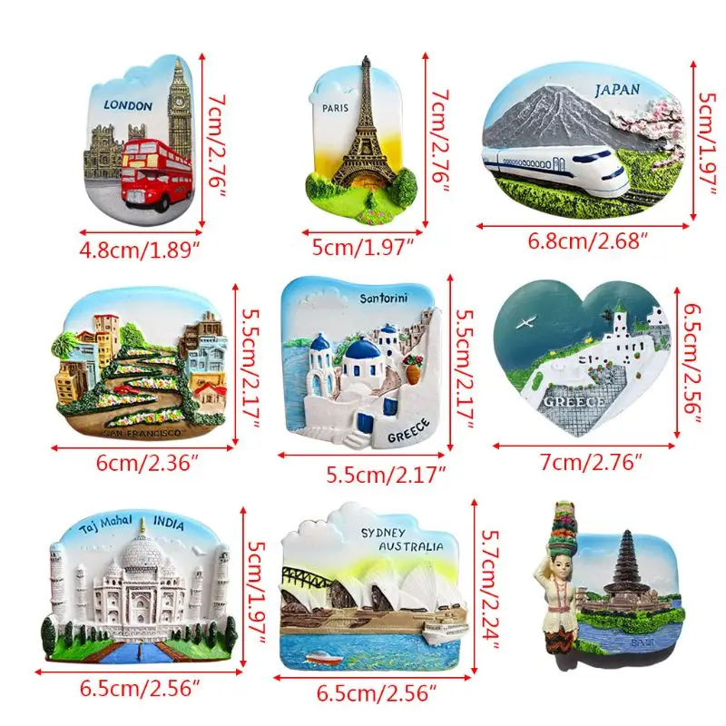 367A 3D Fridge Magnet Refrigerator Stickers Worldwide Tower Japan Gre