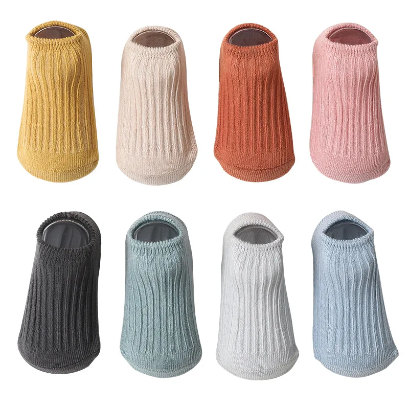 baby socks Anti-slip Non Skid Ankle Socks With Grips For Baby Toddler Kids Boys Girls All Seasons Cotton Socks solid color