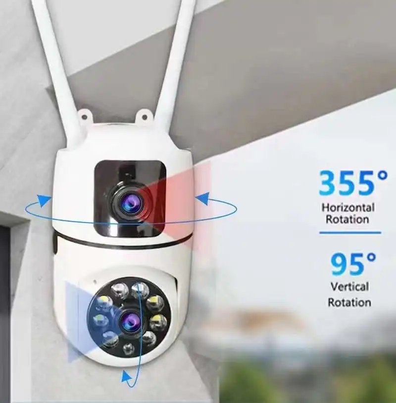 4MP UHD V380 APP Dual Lens DC/E27  Full Color Wireless PTZ IP Dome Camera AI Humanoid  Home Security CCTV Baby Monitor