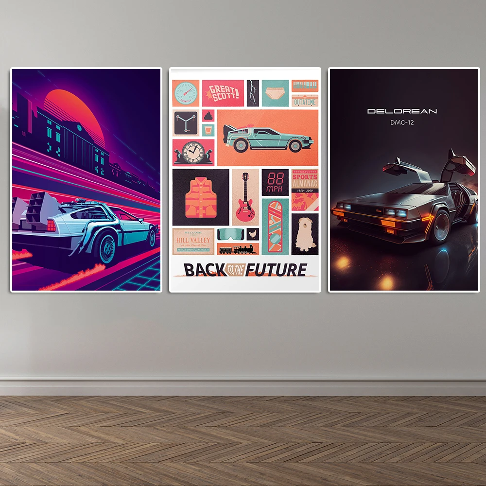 

Colorful Graffiti Sports Car Poster Back To The Future Movie Racing Canvas Painting Classic Supercar Wall Art Print Room Decor