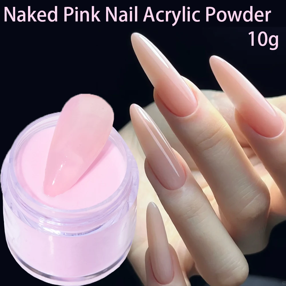 10g/Butelka Puder Akrylowy do Paznokci Fairy Pink 3w1 Profesjonalny do Dipu i Akrylu/Budowania Paznokci, Rozszerzający Paznokcie, Pyłek do Paznokci w Kolorze Nude Pink, Kryształowy Puder
