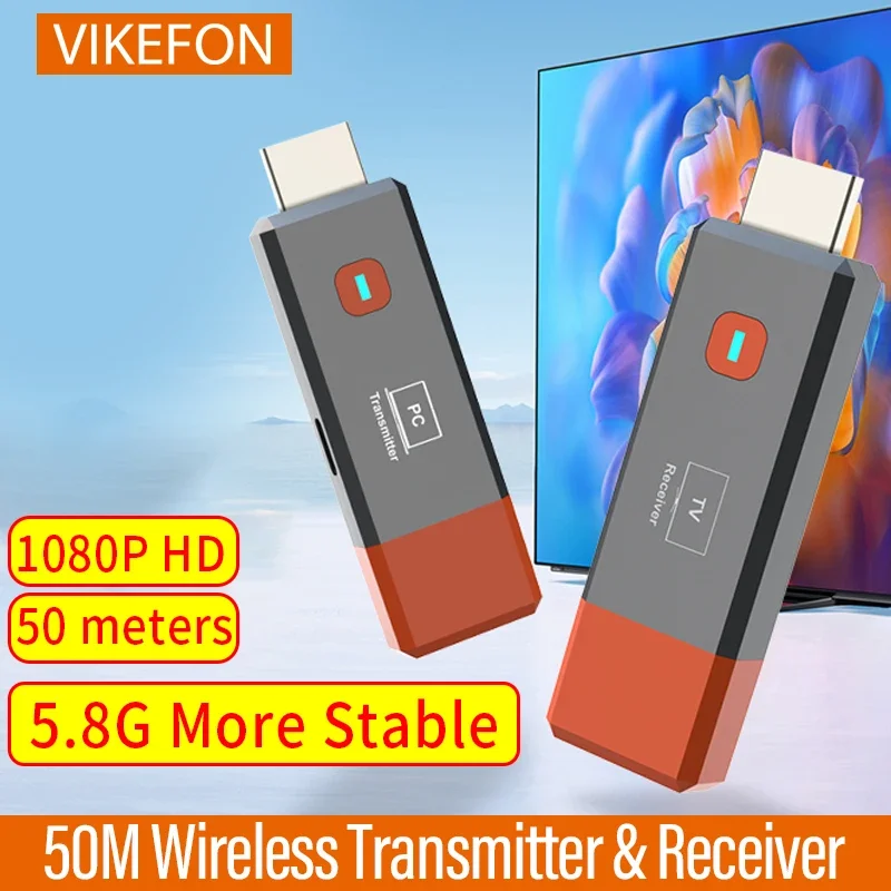 50M Wireless Video Transmitter Receiver HDMI-Compatible Extender TV Stick Screen Mirror Adapter Switch DVD PC To TV Projector