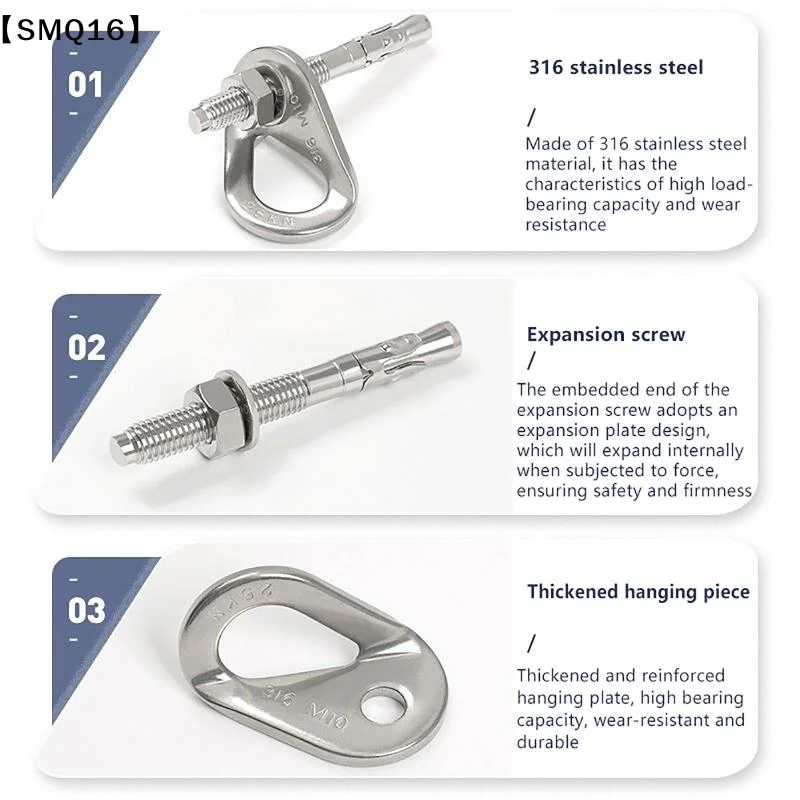 304 Stainless Steel M8 M10 M12 Rock Piton Climb Anchor Point Nut Anchor Bolt Hanger Plate Expansion Caving Climbing Rigging【SMQ】
