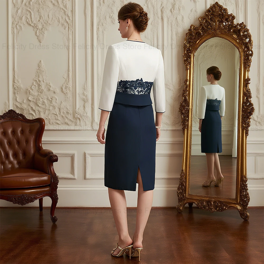 Felicity personalizado 2 peças elegante mãe da noiva vestido 2025 bainha vestido de convidado de casamento renda applique lantejoulas vestido de noite