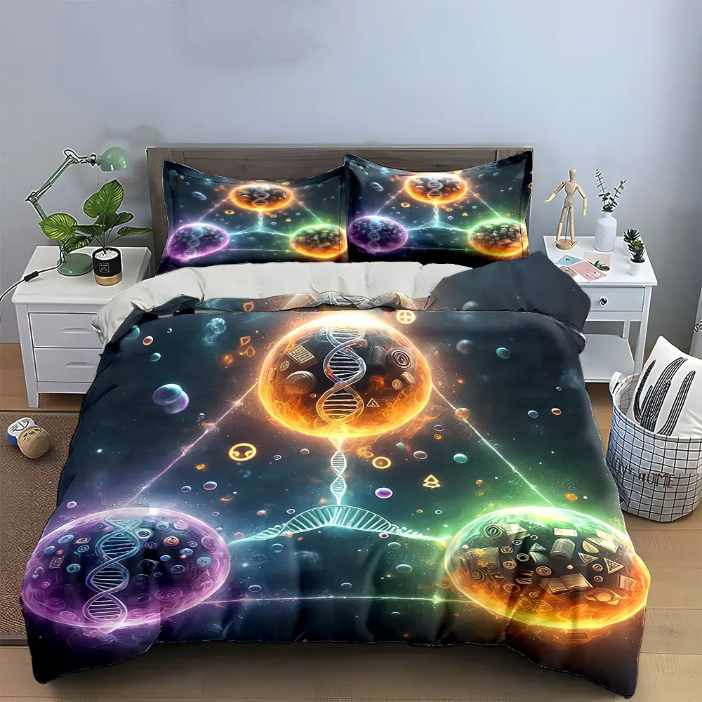 DNA Science Art Trio Set Bedding Set with 1 Duvet Cover 2 Pillowcases Single Double King Queen, Gift