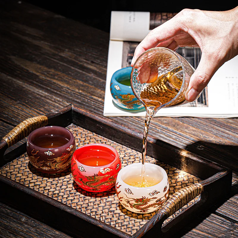 Gift boxed glass jade porcelain teacups personal master cup Kung Fu tea set drink teacups tea cups tea cups gifts. 3