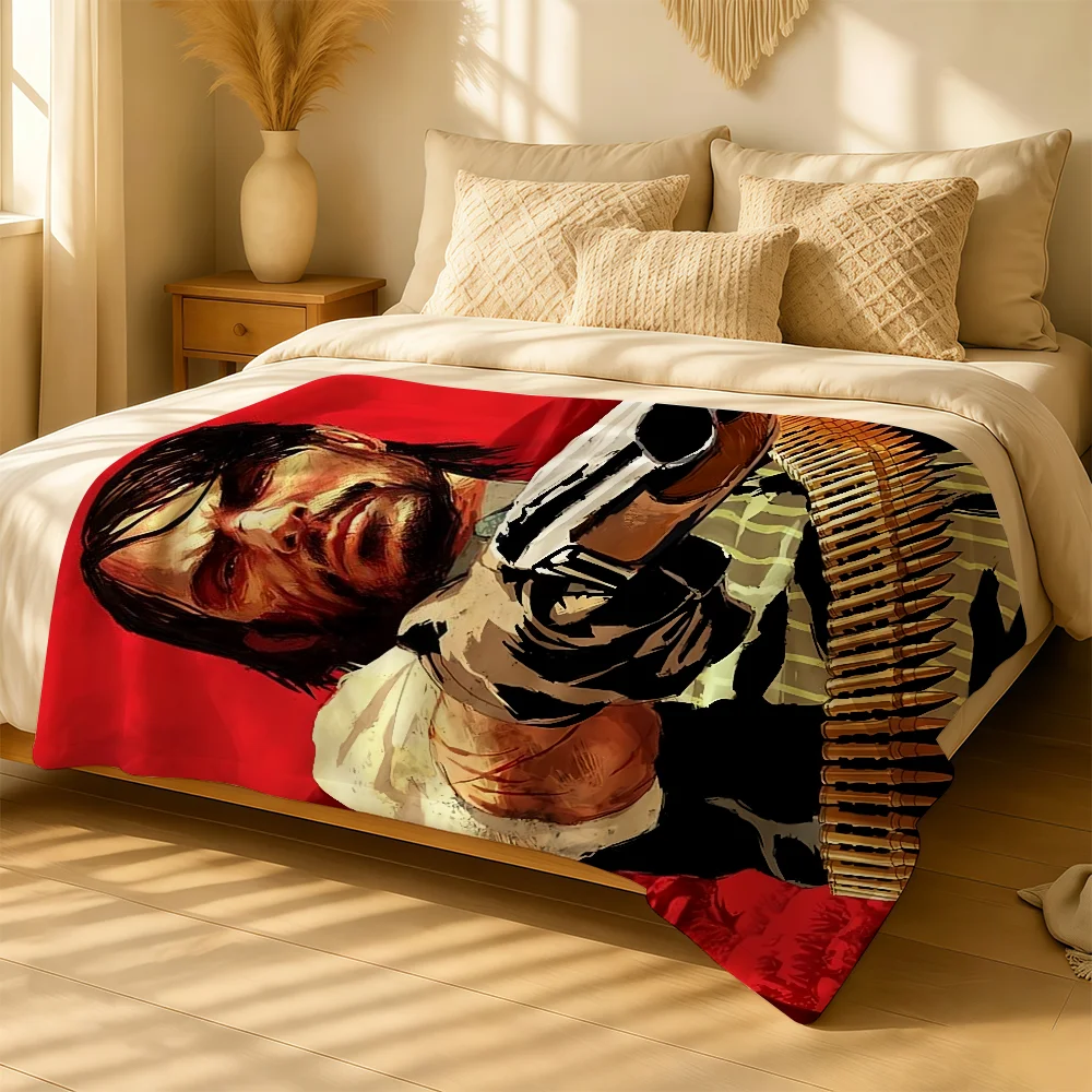 Game R-Red D-Dead R-Redemption Blanket For Soft Warm Knee For Bedroom Living Room Bed Sofa Camping Picnic Office Gift
