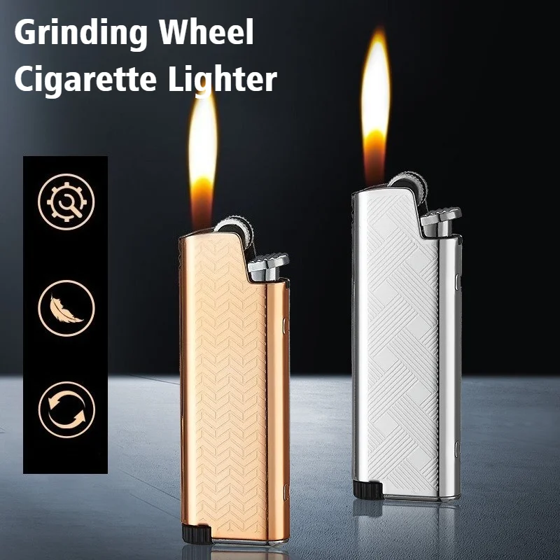 

New Cigar Igniters Grinding Wheel Butane Inflatable Lighter Metal Windproof Open Flame Cigarettes Lighters & Smoking Accessories