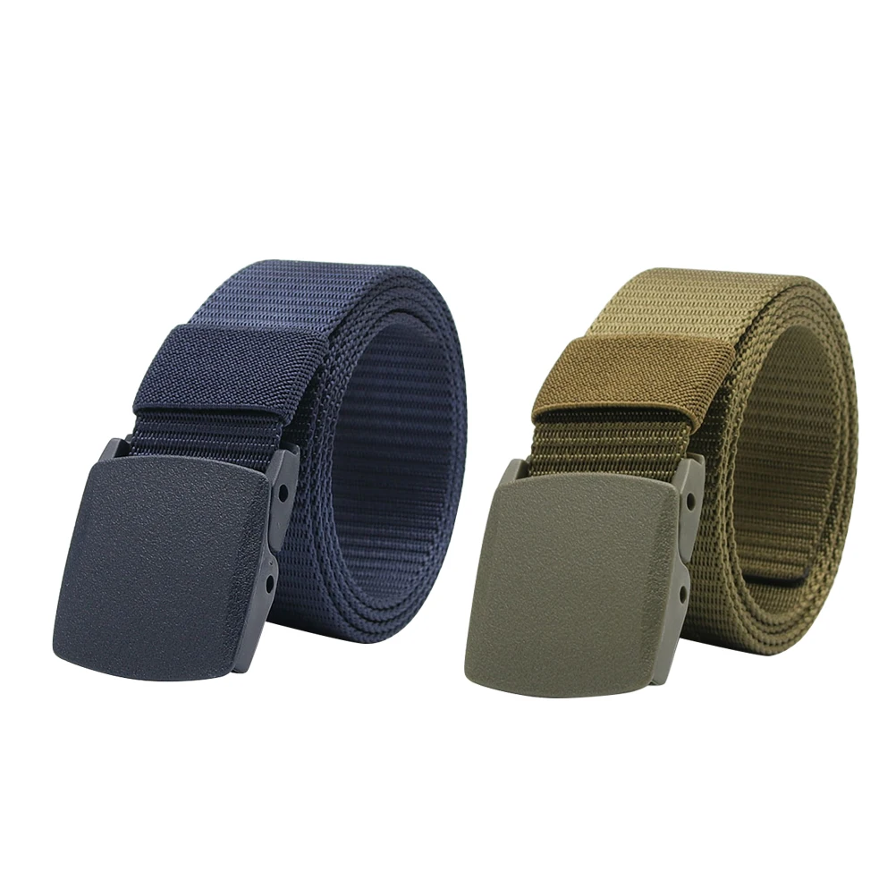 

2 pcs Canvas Belt Lightweight Durable Nylon Adjustable Waist Band Plastic Buckle For Men Outdoor Training Field Exploration