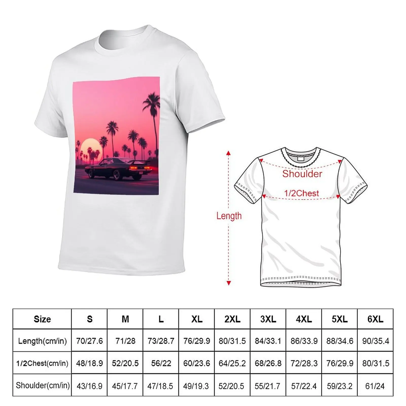 Sunset Cruise: Retro Drive T-Shirt vintage graphic tee Luxury man mens big and tall t shirts