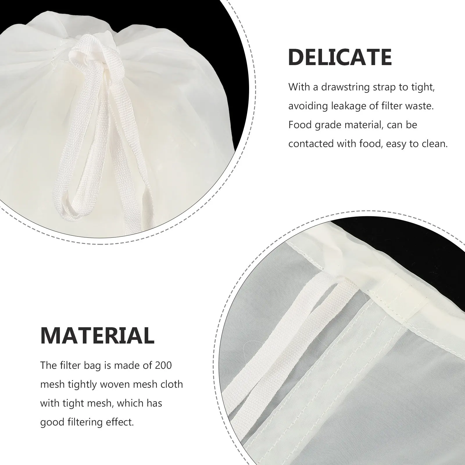 Reusable Nylon Wine Brew Bag with Drawstring for Filtering Juice Soybean Milk Tea Herbal Infusions Cold Brew Coffee Nut Milk