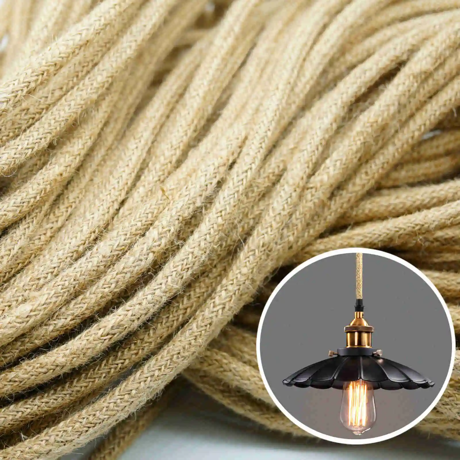 2 Core 3 Core Rope Twisted Cable Retro Hemp Electrical Wire Copper Vintage Lamp Woven Textile Wire Pendant Light Braided Cord