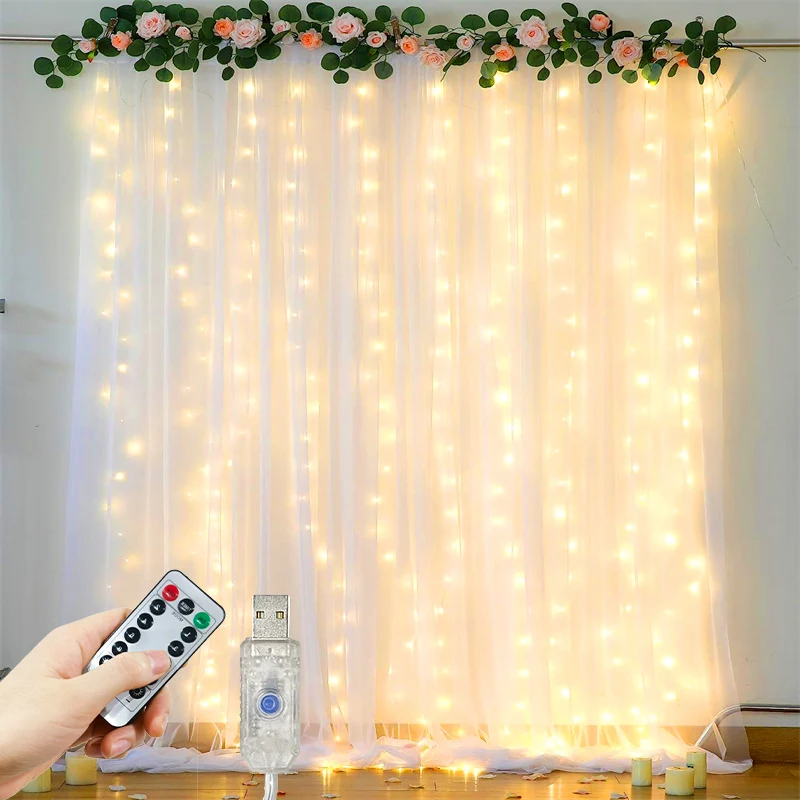 

USB Curtain LED Light 8 Modes Perfect for Proposal Decoration Indoor Lighting Decor Bedroom Wedding Party New Year Christmas