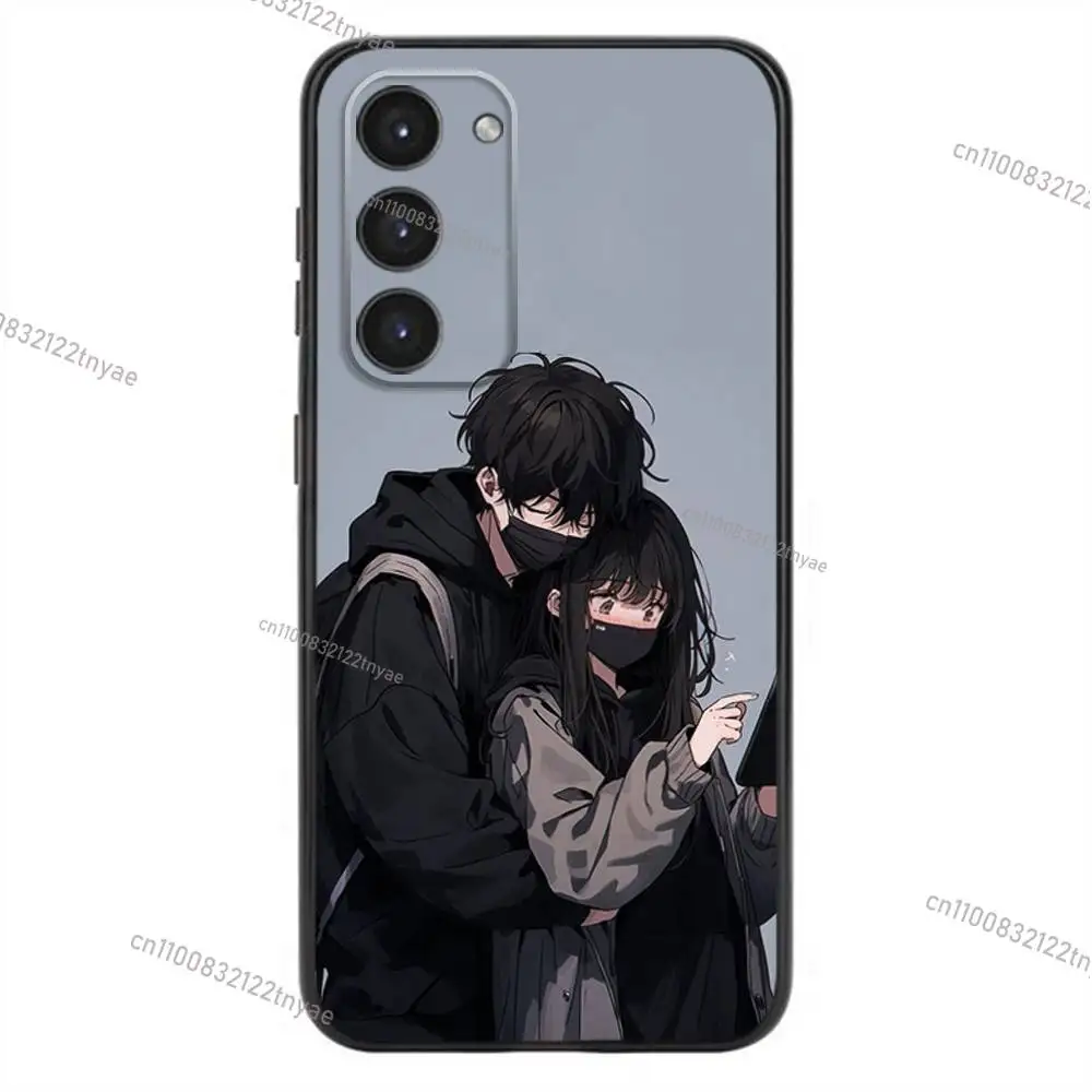 Love Black and Cute Emo Phone Case For Samsung Galaxy A20,21s,22,31,32,52,53,72,73,80,91 Soft Liquid Silicone Black Cover - view 4