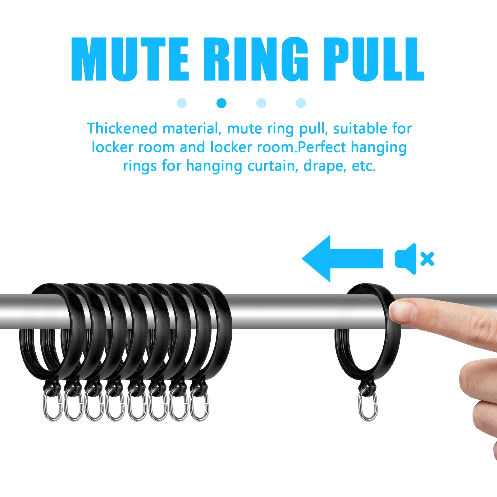

20Pcs Premium Curtain Rod Hanging Rings Easy Pull Strong Load Capacity Perfect for Home Decor Thickened Curtain Rings