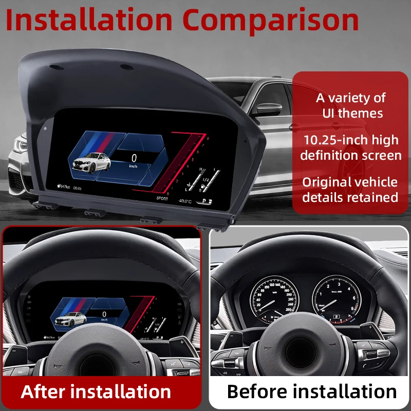 10.25'' Digital Instrument Cluster For BMW 1/2 Series X1 X2 F20 F22 F39 F48 2016-2021 Support CarPlay Android Auto Speedometer