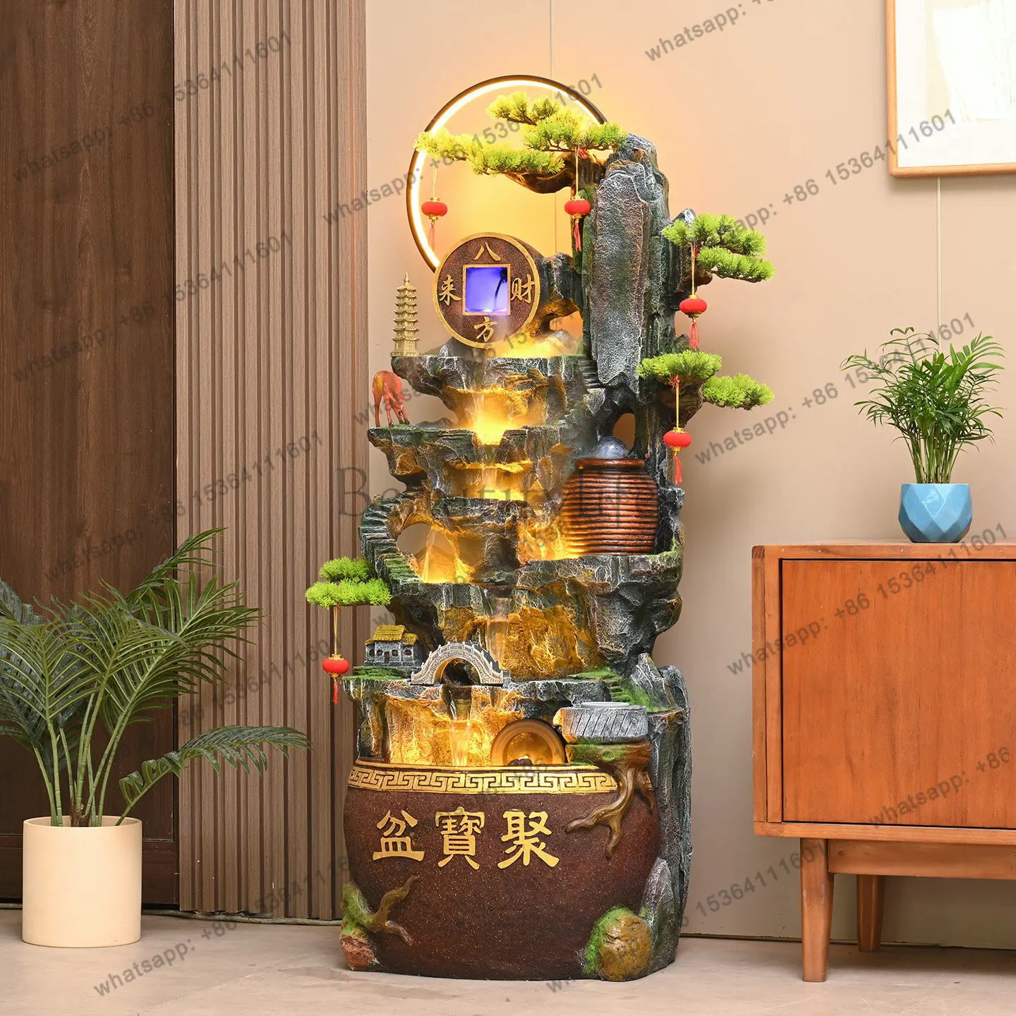 Floor-to-ceiling Running Water Ornament, Water Feature Decoration Next To The TV Cabinet in The Living Room, Housewarming Gift