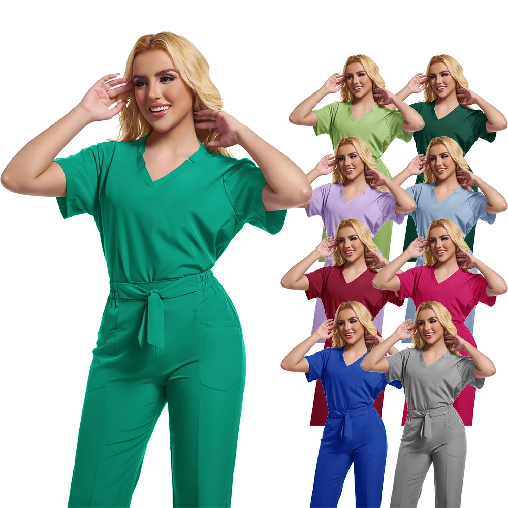Medico Infermiere Uniformi chirurgiche Donna Scrub Set Salone di bellezza Abbigliamento da lavoro Scrub clinico Top-Pantaloni SPA Tunica infermieristica Tuta