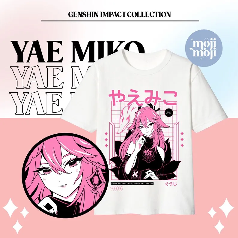 Genshin Shirt Yae Miko FRONT PRINT, Genshin Impact Tshirt, Gamer Shirt, Yae Miko Merch, Fan Merch, Gaming Shirt, Genshin Shirt