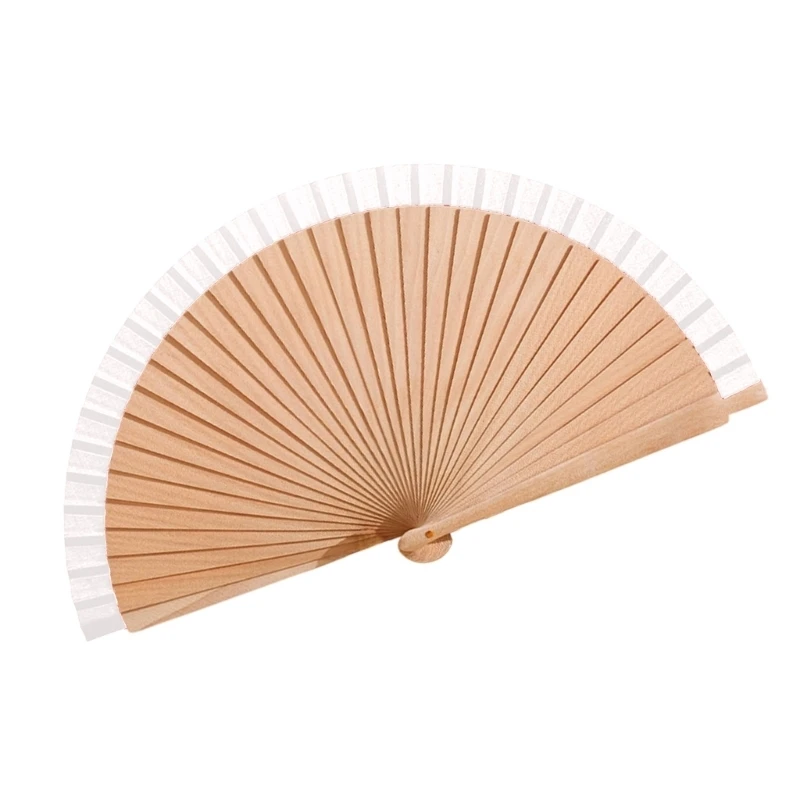 3XUF zusammenklappbarer Holzfächer, tragbarer, faltbarer Fächer, dekorativer Handfächer für Damen-Geschenk – Detail 1