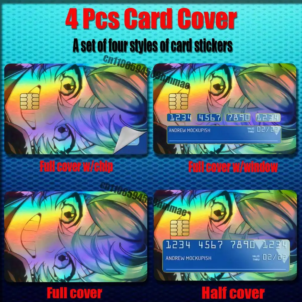 For The Amazing World of Gumball Darwin Credit Bank Sticker ID Access Card Cover Skin Rainbow Color Laser Stickers Film
